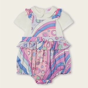 Baby Pucci Colorful Baby Romper with Ruffles with headband